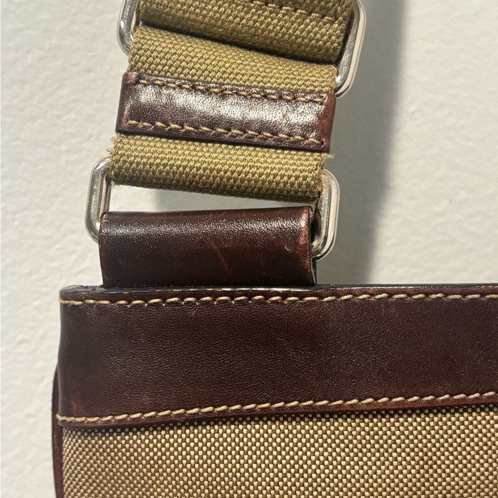 Prada Khaki Canvas and Brown Leather Messenger Bag - Picture 12 of 15